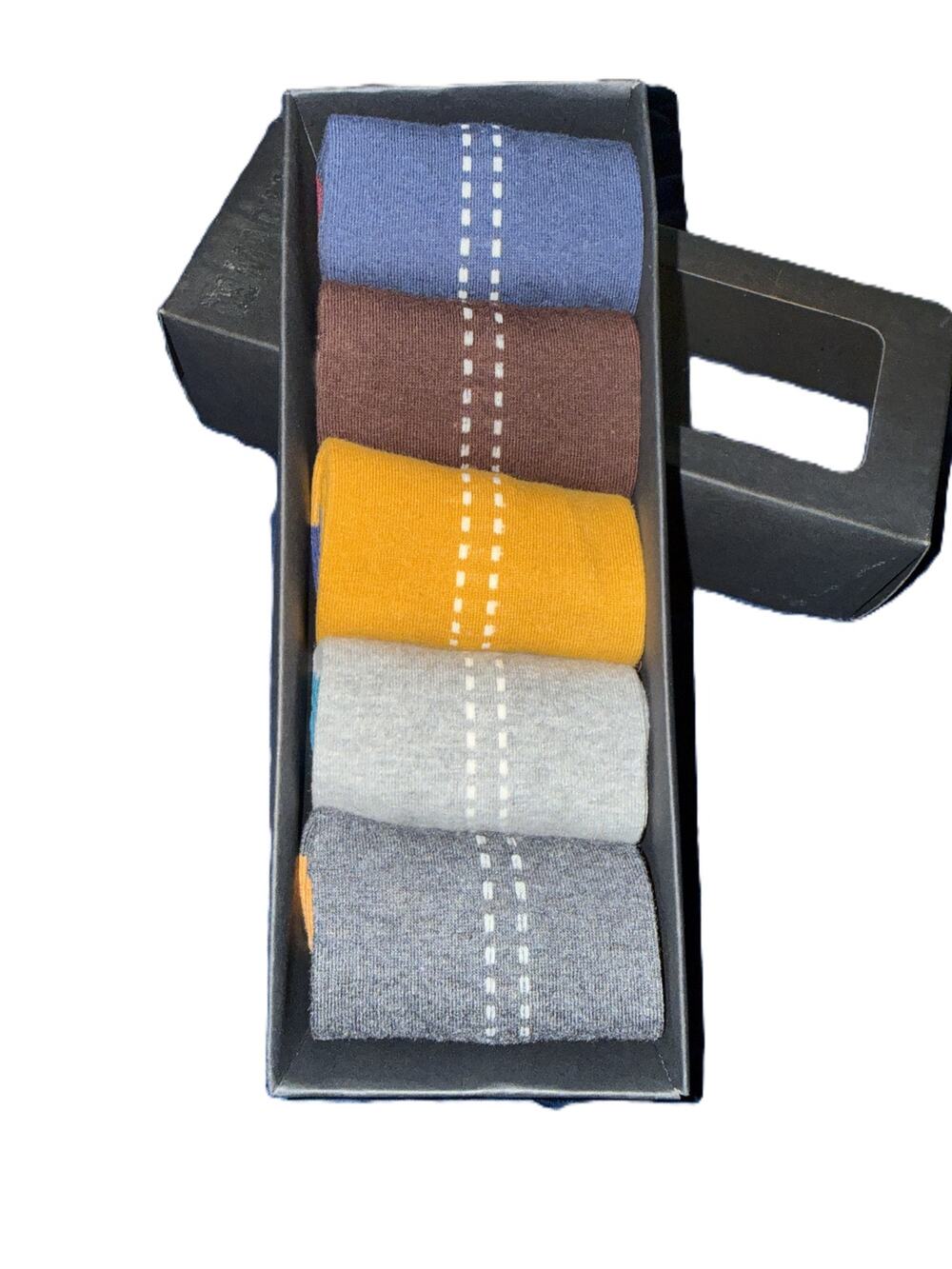 5-Pair Men's Socks | Dotted Color Block